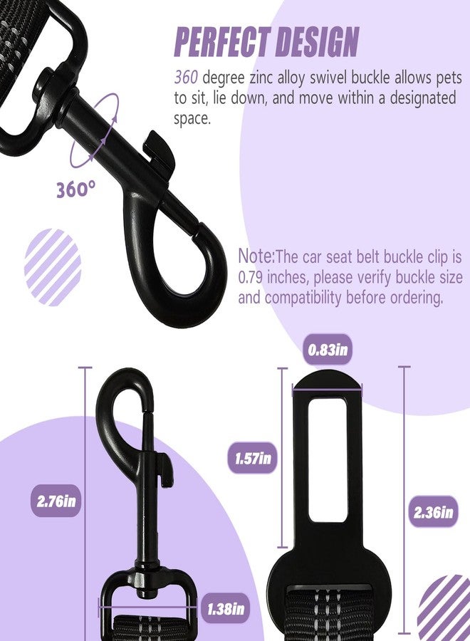 IBWell Dog Seat Belt,3 Piece Set Retractable Dog Car Harness Adjustable Dog Seat Belt for Vehicle Nylon Pet Safety Seat Belts Heavy Duty & Elastic (Black & Purple) - Image 5