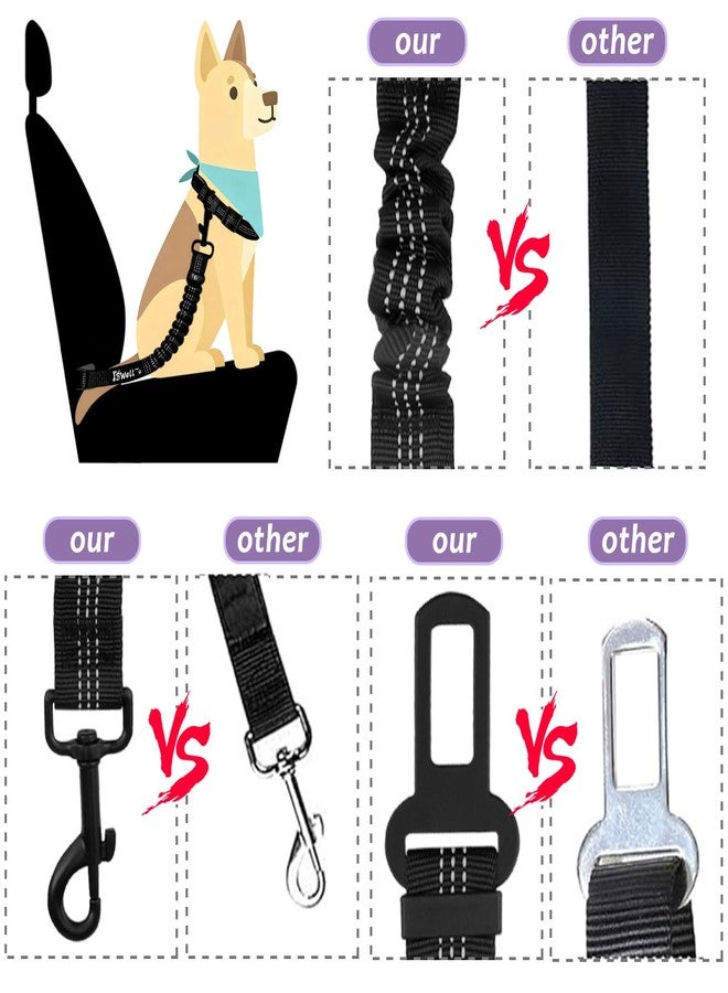 IBWell Dog Seat Belt,3 Piece Set Retractable Dog Car Harness Adjustable Dog Seat Belt for Vehicle Nylon Pet Safety Seat Belts Heavy Duty & Elastic (Black & Purple) - Image 4