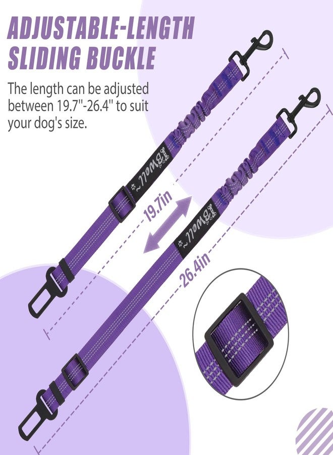IBWell Dog Seat Belt,3 Piece Set Retractable Dog Car Harness Adjustable Dog Seat Belt for Vehicle Nylon Pet Safety Seat Belts Heavy Duty & Elastic (Black & Purple) - Image 2