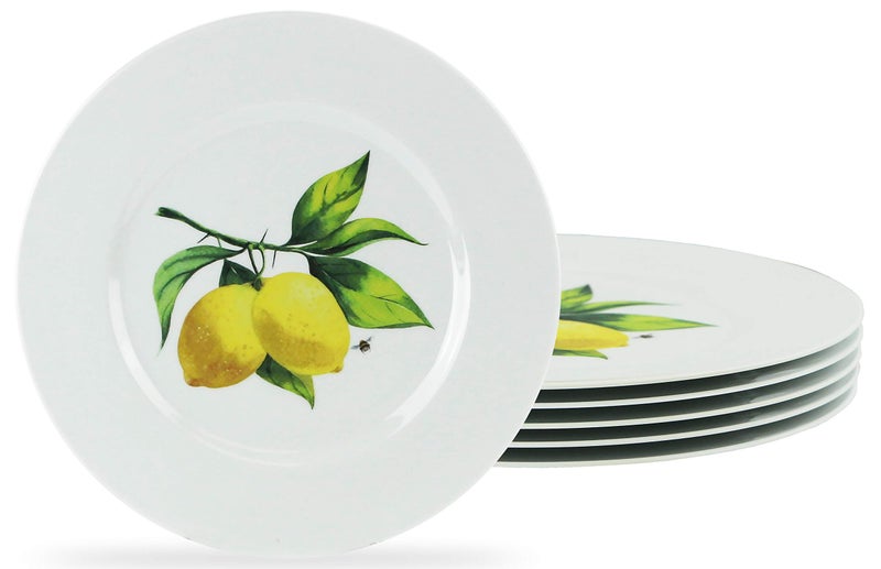 Reston Lloyd Calypso Basics Melamine Salad Plates Set of 6 85 Inch BPAFree NonToxic BreakResistant Dishwasher Safe Plates for Indoor  Outdoor Use Fresh Lemons