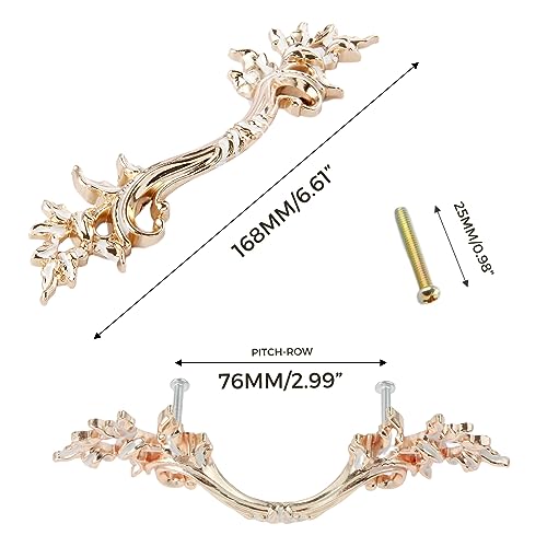 Mgoodoo 5Pcs Gold European Style Vintage Handles Pulls for Cabinet Door Dresser Cupboard Closet Drawer Furniture - Image 2