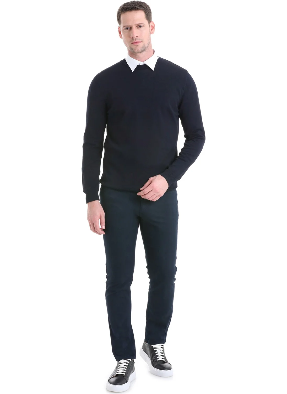 Hatemoğlu Navy Blue Regular Fit Plain Crew Neck Knitwear Sweater