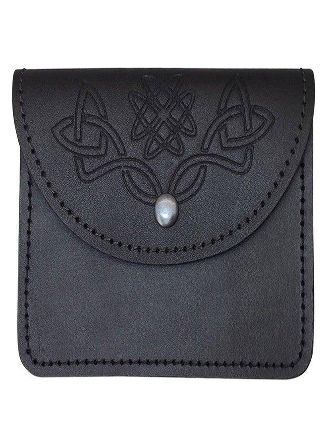 AAR Scottish Celtic Embossed Black Leather Belt Pouch Sporran Bag Piper Drummer - Image 2