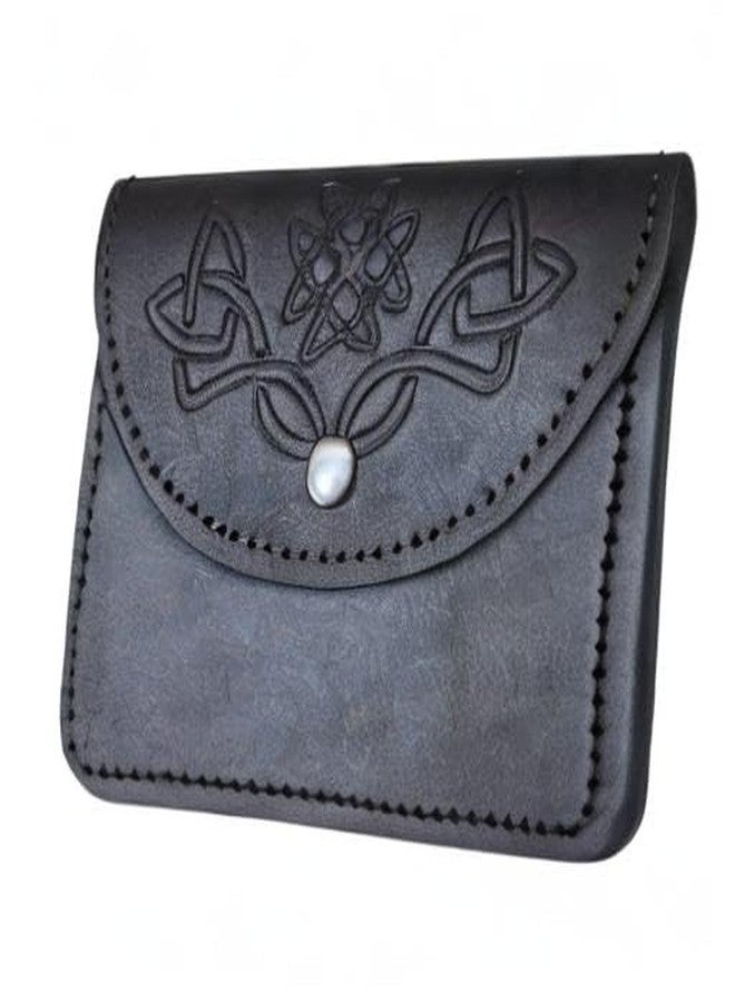 AAR Scottish Celtic Embossed Black Leather Belt Pouch Sporran Bag Piper Drummer - Image 4