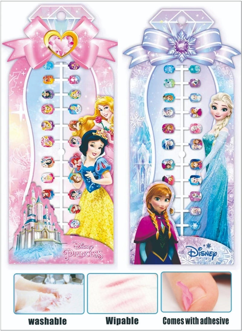 48 قطعة من ملصقات أظافر الأطفال من ديزني برينسيس، ملصقات أظافر كرتونية للأطفال من فروزن، مجموعة ملصقات أظافر ذاتية اللصق غير سامة وعديمة الرائحة على شكل فتاة أميرة - Image 4