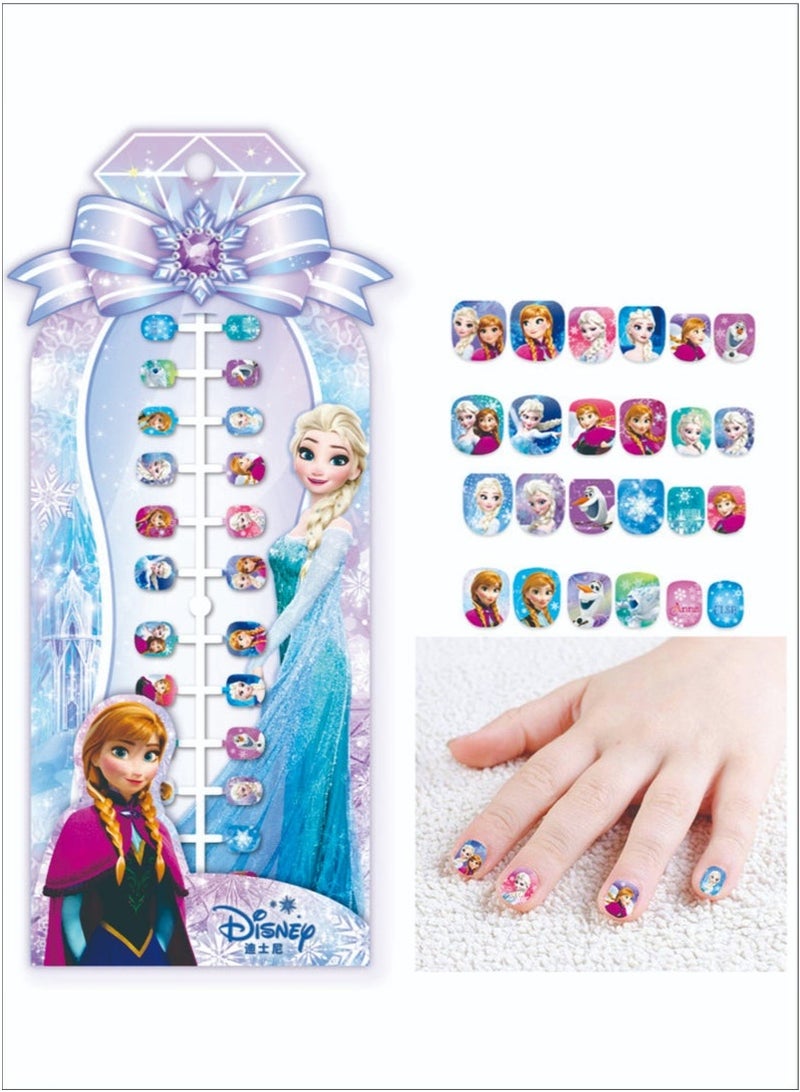 48 قطعة من ملصقات أظافر الأطفال من ديزني برينسيس، ملصقات أظافر كرتونية للأطفال من فروزن، مجموعة ملصقات أظافر ذاتية اللصق غير سامة وعديمة الرائحة على شكل فتاة أميرة - Image 3
