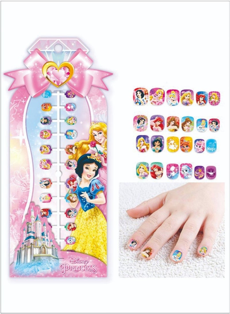 48 قطعة من ملصقات أظافر الأطفال من ديزني برينسيس، ملصقات أظافر كرتونية للأطفال من فروزن، مجموعة ملصقات أظافر ذاتية اللصق غير سامة وعديمة الرائحة على شكل فتاة أميرة - Image 2