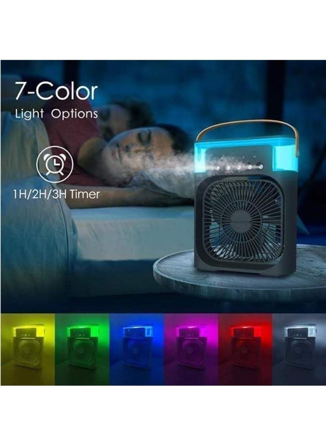 Lacoz Portable Air Cooler Fan with Humidifier 3-Speed Turbo Cooling LED Night Light USB Powered Personal Air Cooler for Home, Office & Travel Black - Image 3