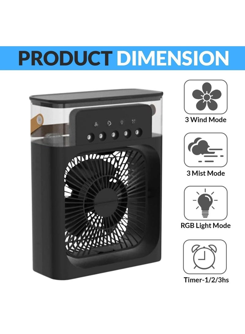 Lacoz Portable Air Cooler Fan with Humidifier 3-Speed Turbo Cooling LED Night Light USB Powered Personal Air Cooler for Home, Office & Travel Black - Image 5