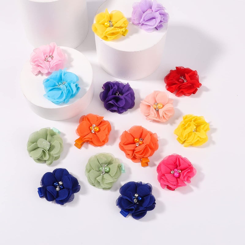 jollybows 30pcs Baby Girls Alligator Hair Clips Chiffon Flower Hair Barrettes Accessories for Kids Toddler Teens (01) - Image 3