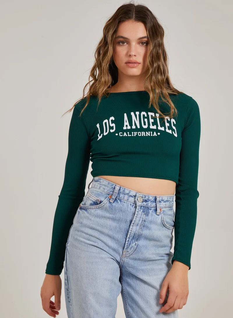 Pink Vanilla Los Angeles Varsity Print Top
