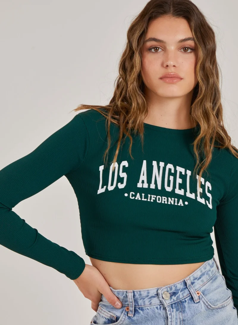 Pink Vanilla Los Angeles Varsity Print Top
