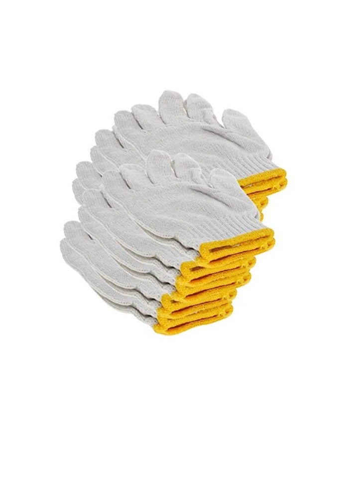Plain Gloves with Yellow Edge Washable Cotton Glove Protective Industrial Work Gloves 12 pair - Image 3