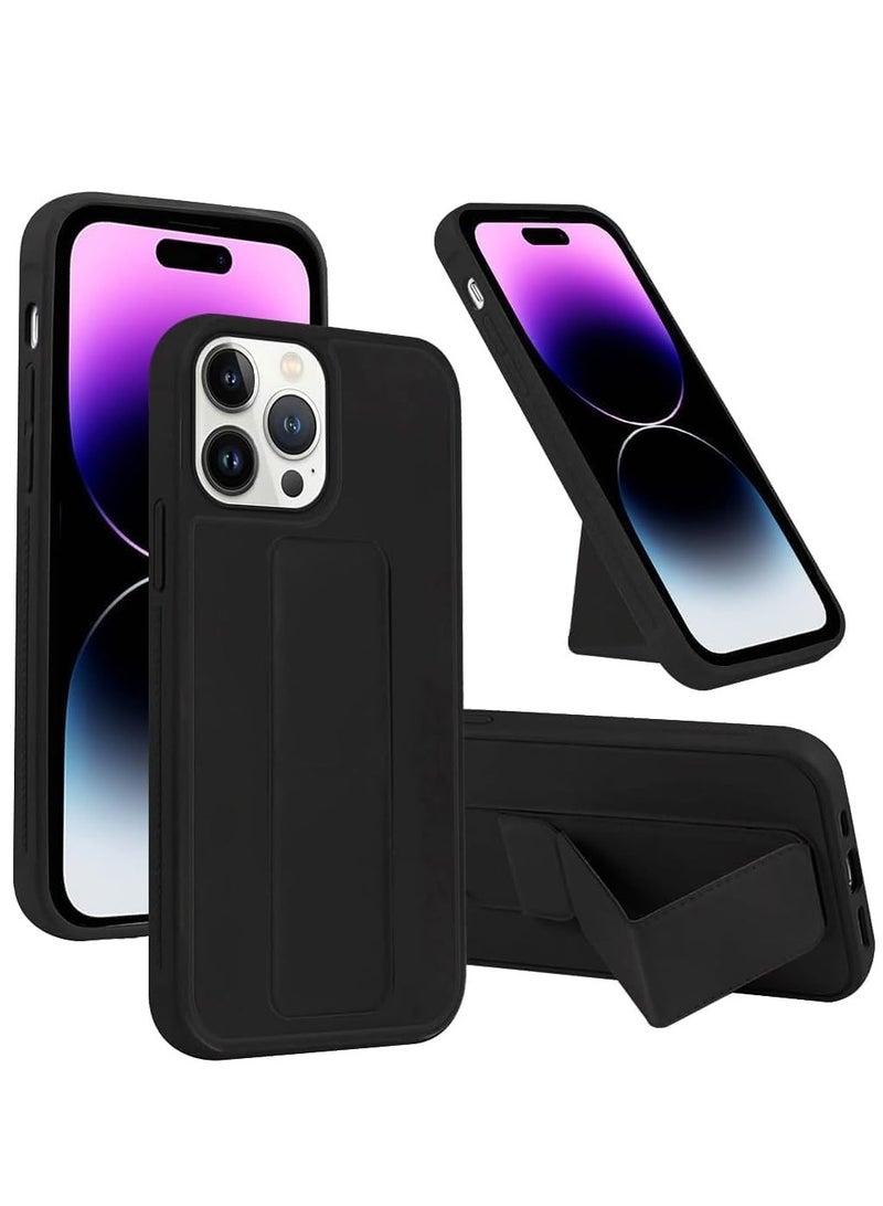 Case Cover Compatible with iPhone 15 Pro max Magnetic Car Mount Kickstand and holder, Premium Silicone Vertical and horizontal Hand Strap, and Grip with multi-stand, GLOSSY FINISH - Image 1