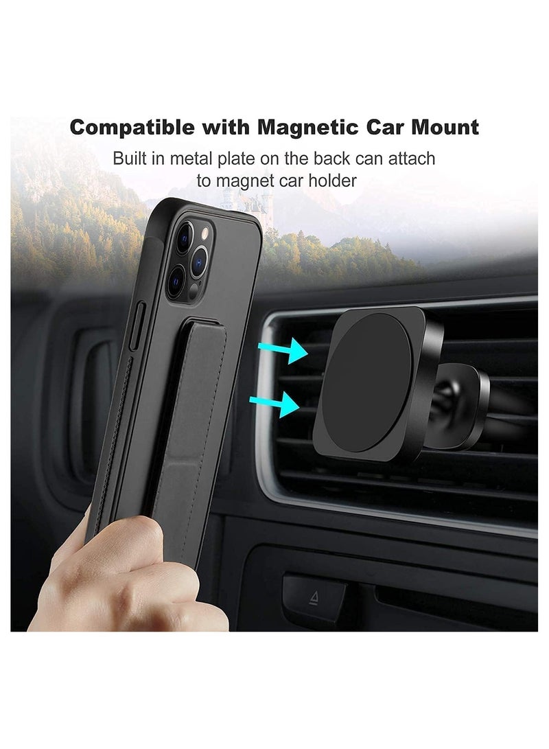 Case Cover Compatible with iPhone 15 Pro max Magnetic Car Mount Kickstand and holder, Premium Silicone Vertical and horizontal Hand Strap, and Grip with multi-stand, GLOSSY FINISH - Image 3