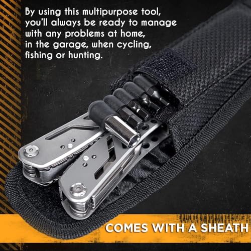 Zaptec 24 in 1 Multi Function Plier Tool Stainless Steel Body Includes Carrying Pouch, 11 Screwdriver Bits with Holder, Wire Cutter, Bottle/Can Opener, Cutter Suitable for DIY, Camping & Trekking - Image 5