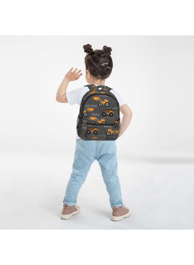 PAYOHTO Toddler Backpack for Boys Construction MachinesCars Truck Tractor Kids Waterpro of Backpack Preschool Bookbag Child Student Mini Bag Kindergarten Daypack Travel School Bag for Age 3-8 (Dark Grey), - Image 5