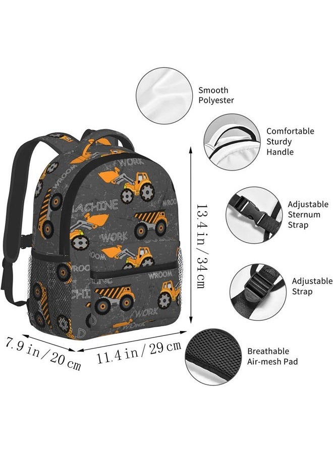PAYOHTO Toddler Backpack for Boys Construction MachinesCars Truck Tractor Kids Waterpro of Backpack Preschool Bookbag Child Student Mini Bag Kindergarten Daypack Travel School Bag for Age 3-8 (Dark Grey), - Image 2
