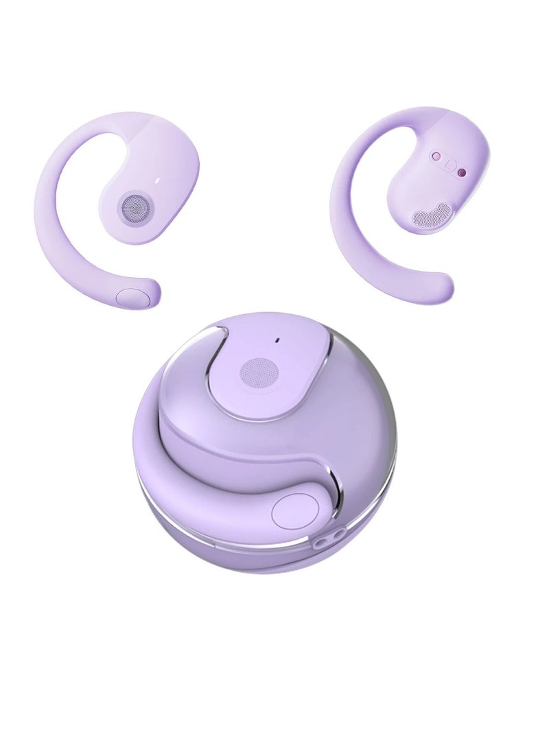 ارواق سماعات بلوتوث، IPX5 مقاومة للماء TWS سماعة بلوتوث لاسلكية، جودة صوت 9D مريحة مع ميكروفون للجري والتدريب على ركوب الدراجات، (أرجواني) - Image 1