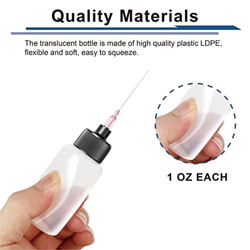 TITGGI 5 Pcs Plastic Squeeze Bottles 1 OZ LDPE Oil Applicator Precision Gun Oil Bottle with Extra Long 15 Inch Stainless Applicators 18Ga 21Ga Easy to Use for Knife Hinges Glue and More - Image 3