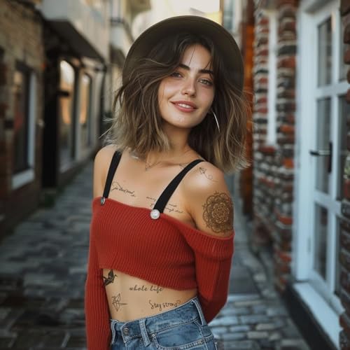 Everjoy Realistic Tiny Temporary Tattoos - 400+ Patterns, 60 Pcs Inspirational Quotes, Words, Lines, Flowers, Leaves, Artworks, Message Tattoos for Women, Men and Adults - Image 2