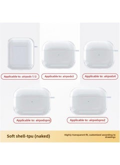 Tpu Transparent Earphone Set Material For Apple Bluetooth Headset Pro2 Generation Airpods Protective Cover-Color:TPU Soft Shell (bare Shell)-Applicable Model:Airpods (pro--with Ear Hooks) Third