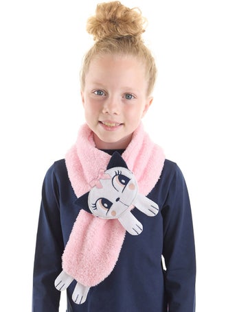 Mshb&G Cat Sue Girl Plush Applique Pink Scarf  - Image 1