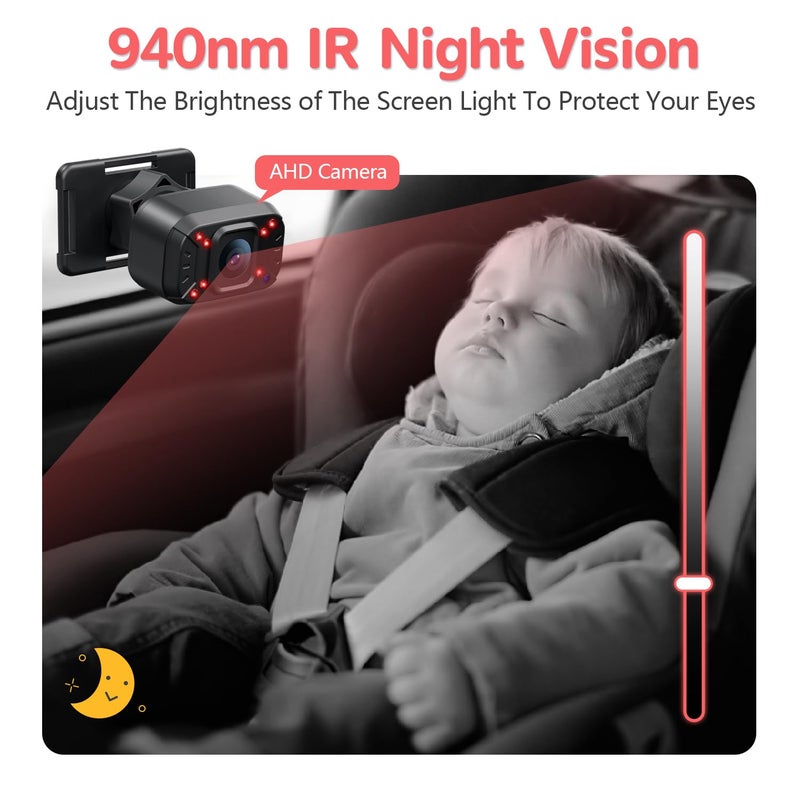 Itomoro Baby Car Camera, Dual Channel 5 inch Display with 2 IR Night Vision Camera, Easily Install Baby Car Mirror 1080P Clear Car Baby Camera for Rear Facing Seat Backseat ACZ403 - Image 3