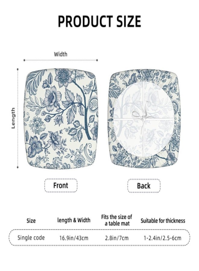 Granbey Blue Floral Seat Covers for Chairs Navy Blue Flower Dining Chair Covers Set of 2 Chinoiserie Kitchen Chair Covers Stretch Vintage Flower Chair Slipcovers Protector for Kitchen Office - Image 2