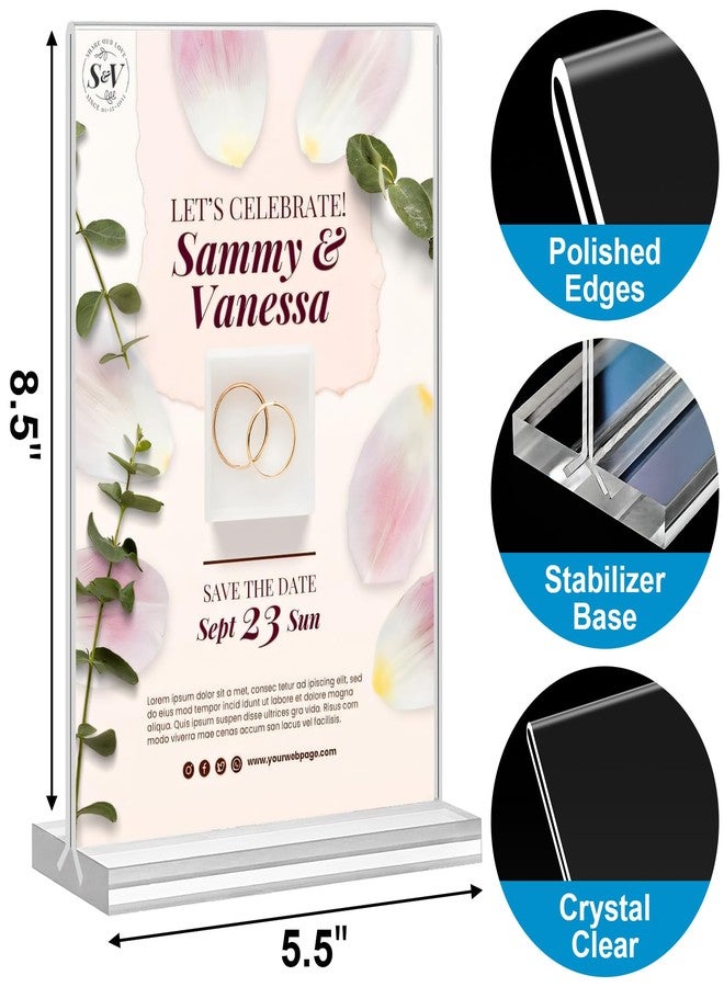 Arrobust Acrylic Sign Holder 5.5 x 8.5, 10 Pack Double-Sided Stand up Table Top Clear Sign Holders, T Shape Plastic Acrylic Picture Frame Menu Flyer Paper Holder Display Stands for Office Store Wedding Party - Image 2