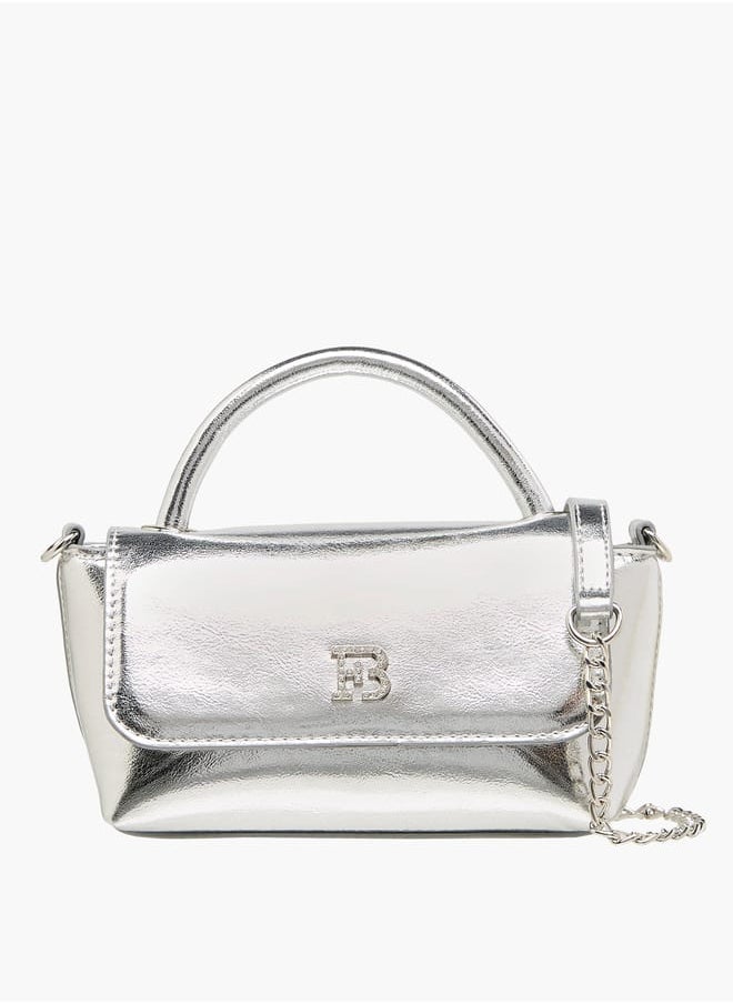 Flora Bella By Shoexpress - Women's Metallic Satchel Bag with Handle and Chain Strap - Image 1