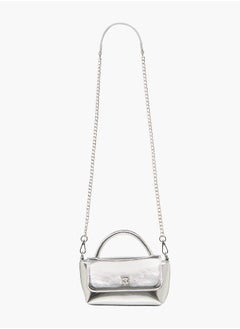 Flora Bella By Shoexpress Women's Metallic Satchel Bag with Handle and Chain Strap  - Image 2
