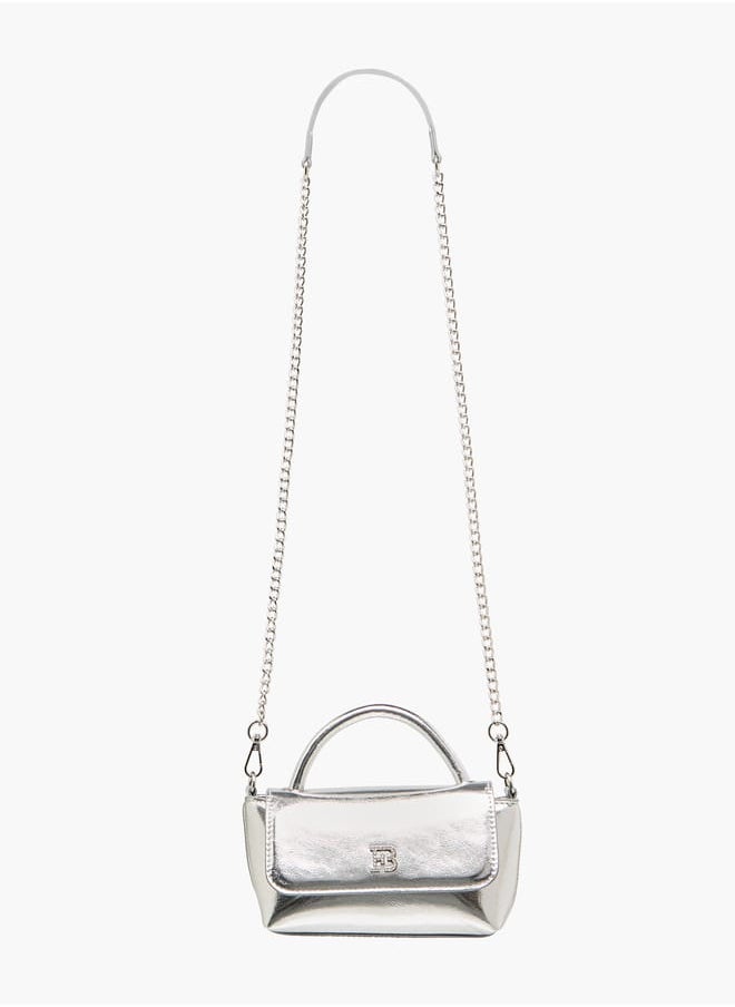 Flora Bella By Shoexpress - Women's Metallic Satchel Bag with Handle and Chain Strap - Image 1
