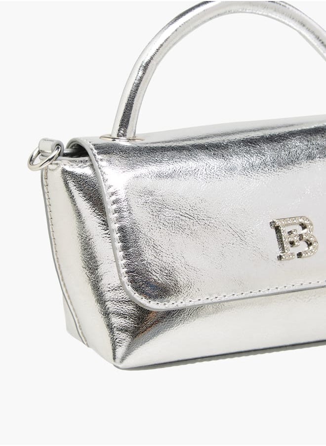 Flora Bella By Shoexpress - Women's Metallic Satchel Bag with Handle and Chain Strap - Image 1