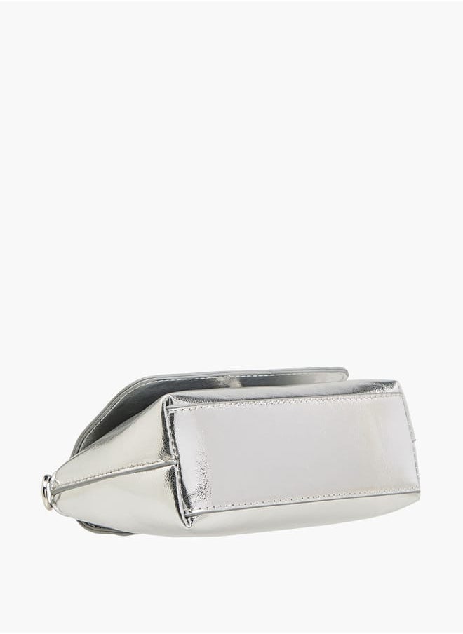 Flora Bella By Shoexpress - Women's Metallic Satchel Bag with Handle and Chain Strap - Image 1