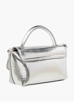 Flora Bella By Shoexpress Women's Metallic Satchel Bag with Handle and Chain Strap  - Image 4