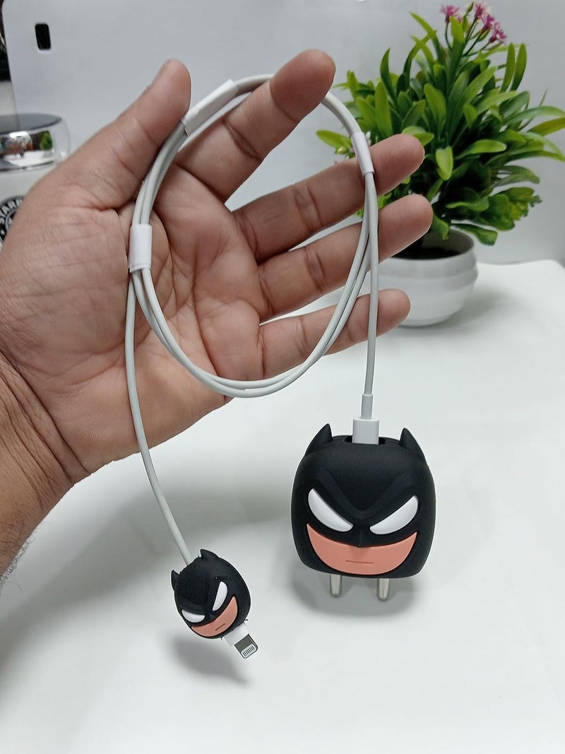 Twizzle Cable Protector with 3D Cute Pattern for iPhone Charger only 18W & 20W, Data Line Wire Saver Charging Cable Charger Protective Cable,Full Protection Cover 4 in 1 (Batman) - Image 4