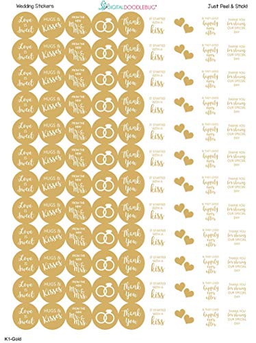 Digitaldoodlebug Mini Candy Stickers 0.75 Inch Wedding Favors Set of 324 (Gold) - Image 4