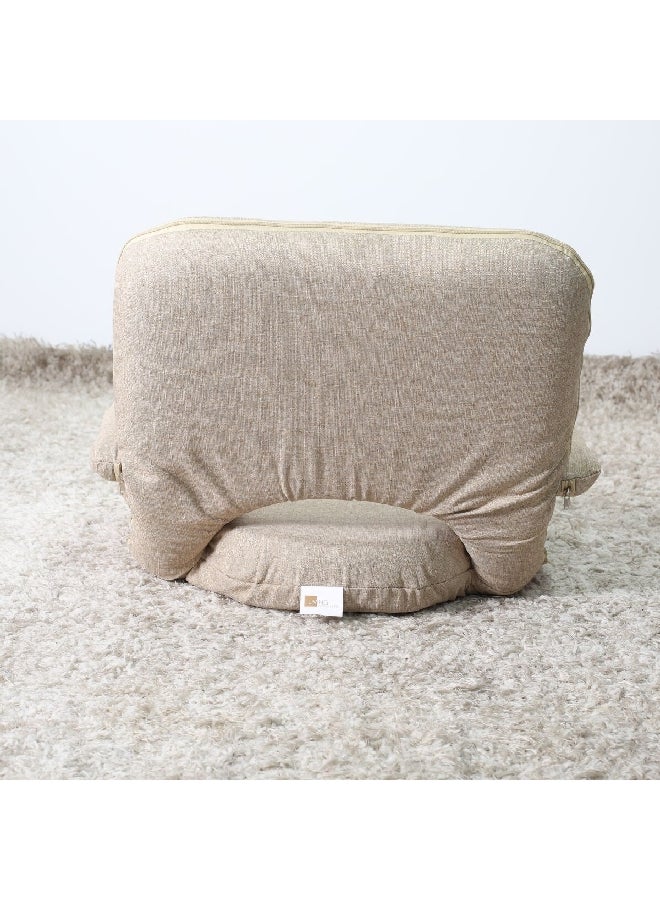 LIVING ACCENTS Folding Floor Chair with Arm Beige 62 x 9 x 92 cm EASY-0600A-BEIGE - Image 3