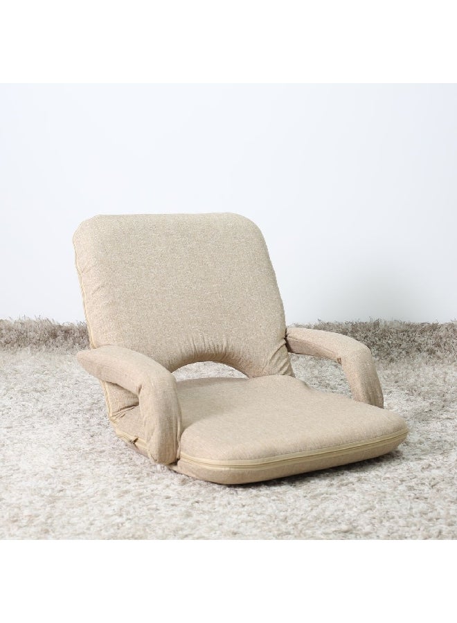 LIVING ACCENTS Folding Floor Chair with Arm Beige 62 x 9 x 92 cm EASY-0600A-BEIGE - Image 2