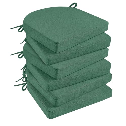 Basic Beyond Chair Cushions for Dining Chairs 6 Pack, Kitchen Chair Cushions with Ties and Non Slip Backing, 16 x 16 inches Chair Pads for Dining Chairs (Forest Green) - Image 1