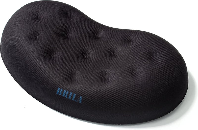 BRILA Ergonomic Memory Foam Mouse Wrist Rest Support Pad Cushion for Computer, Laptop, Office Work, PC Gaming - Massage Holes Design - Wrist Pain Relief (Black Mouse Wrist Rest) - Image 1