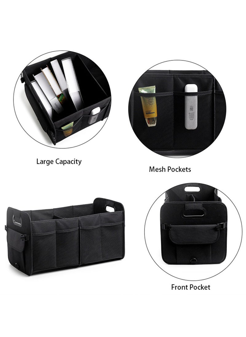 Hihonor - Car Trunk Organizer Car Storage Organizer Collapsible Multi Compartment Car Organizer Adjustable Straps Car Organizer for SUV - Image 1