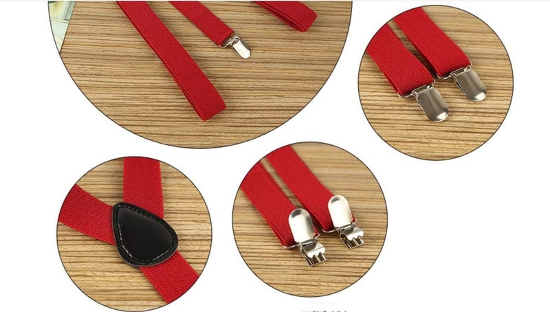 Sinen Baby Suspenders and Bow Tie Set Adjustable Kids Suspender Bowtie Sets for Boys and Girls-Red - Image 2