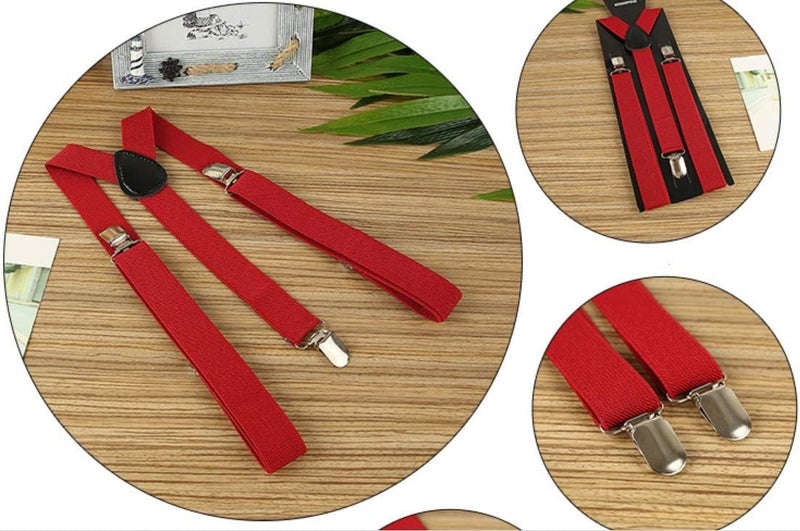 Sinen Baby Suspenders and Bow Tie Set Adjustable Kids Suspender Bowtie Sets for Boys and Girls-Red - Image 1