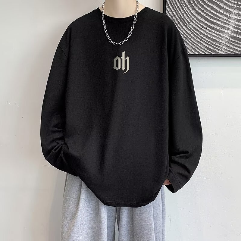 Letter Printing Trendy Brand Long-Sleeved T-Shirt Men'S Couple'S Base Shirt Inner Top T-Shirt Men'S Style