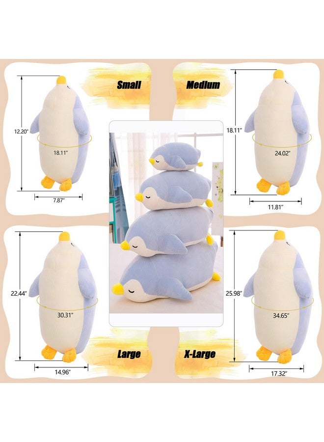 دينتران مجموعة كبيرة من دمى البطريق المحشوة، دمى البطريق المحشوة اللطيفة للأطفال والبنات والأولاد والبالغين وأعياد الميلاد والكريسماس والهالوين، دمى ناعمة رائعة، 12.20/18.11/22.44/25.98 بوصة، أزرق، أسود - Image 4