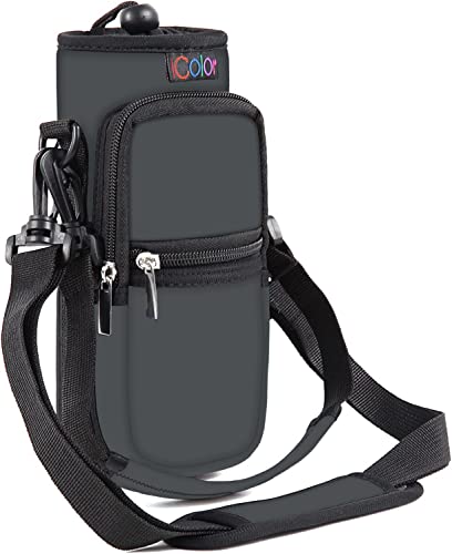 icolor Water Bottle Carrier Bag Holder 25324064ozAdjustable Shoulder Handle Strap Sports Sling Hiking PackNeoprene Wide Mouth Bottle Sleeve - Image 1