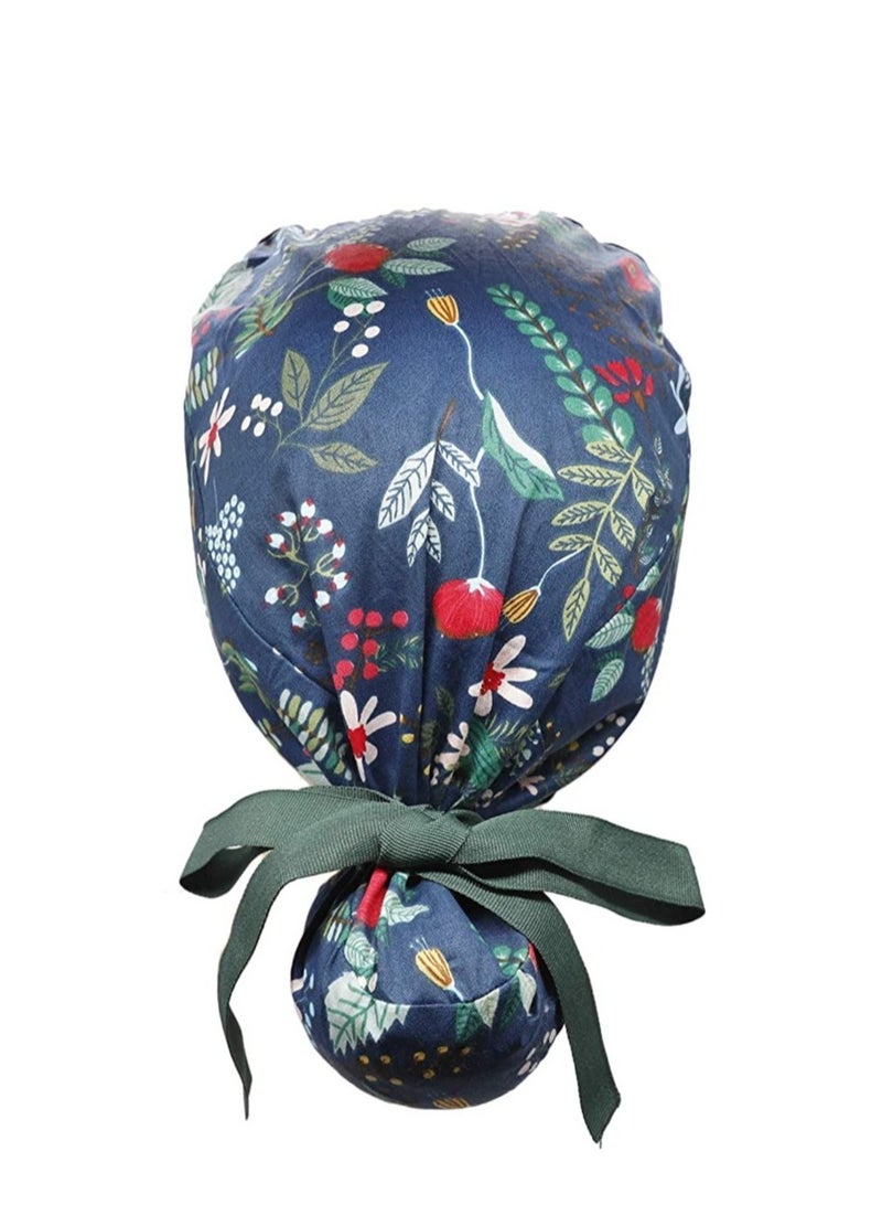 Zikra Home Working Cap with Buttons and Sweatband Adjustable Ribbon Tie Ponytail Hats for Women, Long Hair Head Covers Hair Caps - Image 2