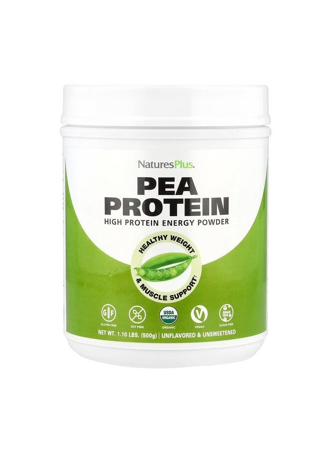 Organic Pea Protein Powder, Unflavored, 1.10 lbs (500 g)